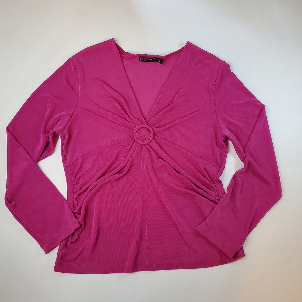 Picadilly Fashion Vintage Deep V-Neck Gathered Blouse